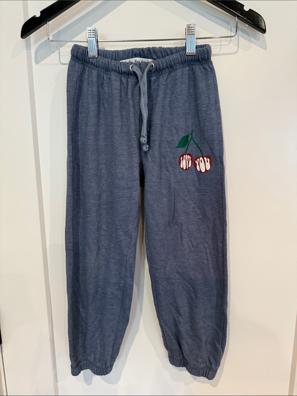 Kids Blue Cherry Graphic Joggers with Drawstring